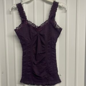 M Rena Cami Tank Stretch Eggplant purple New lace